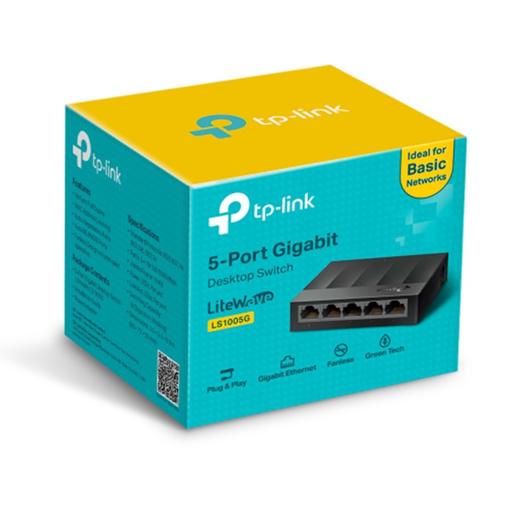 TP-LINK OMADA LS1005G, GREEN TECH, 5PORT, GİGABİT, YÖNETİLEMEZ, MASAÜSTÜ SWİTCH