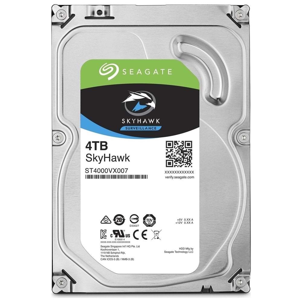 SEAGATE SKYHAWK 4TB 3.5 INC 5900 SATA3 64MB GÜVENLİK HDD 7X24 ( REFURBISHED )