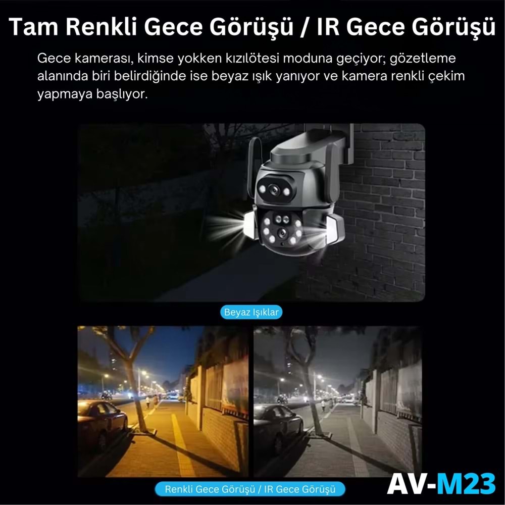 AVENİR AV-M23 (WİFİ) 4MP (2+2) 2 KAMERALI PTZ WİFİ KAMERA