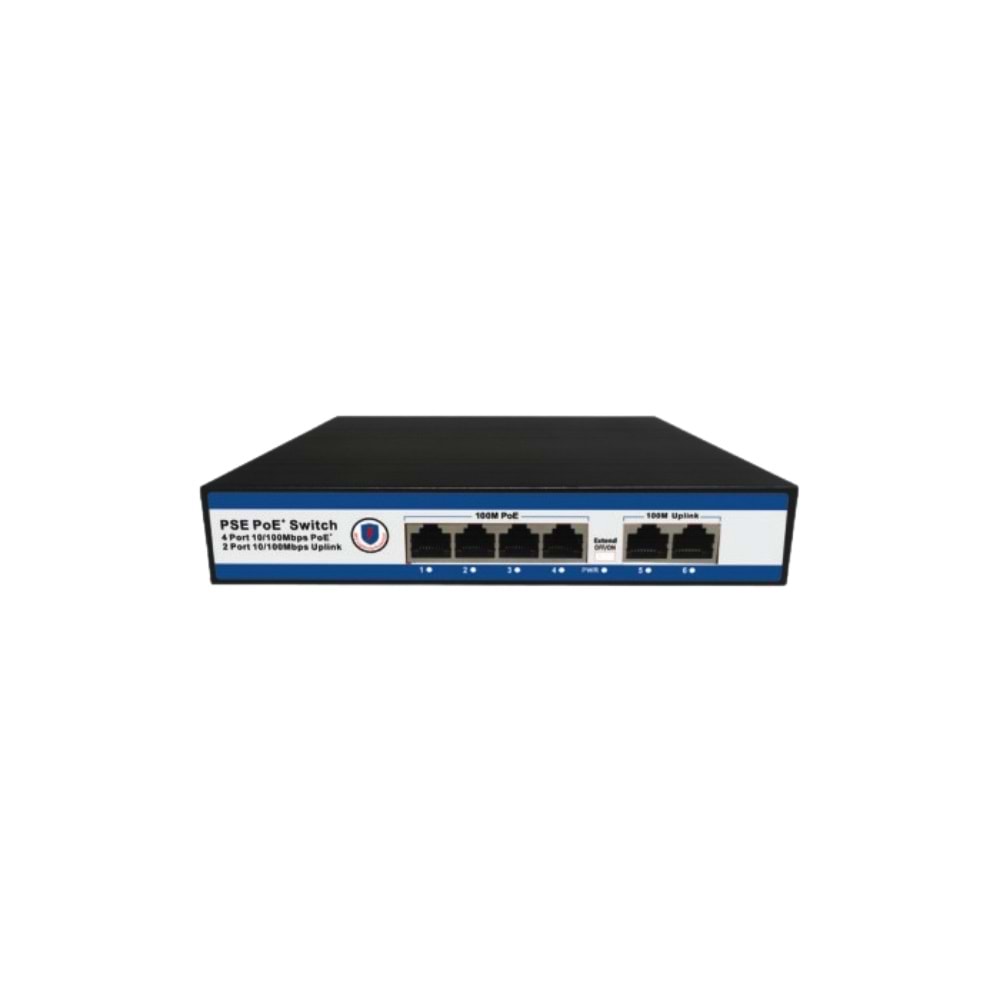 NOVACOM NVC-PSE0420 4 PORT POE 2 PORT UPLİNK 10/100MB POE SWİTCH