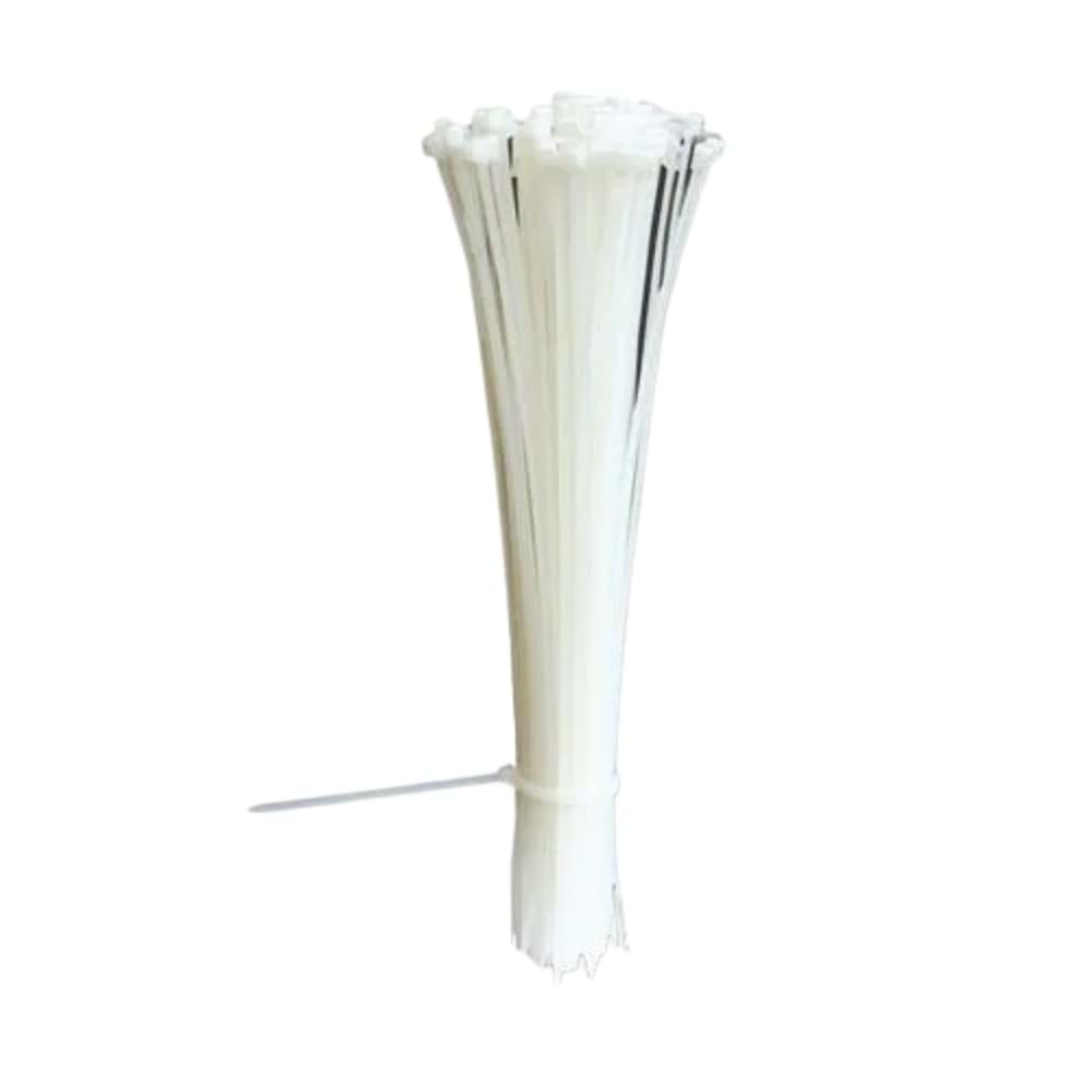 KABLO BAĞI CIRT KELEPÇE 20CM NAYLON BEYAZ 100 ADET ETC