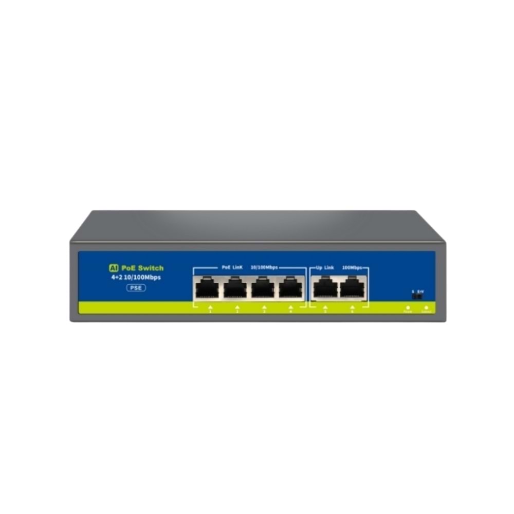 NOVACOM NVC-HIF0420FBL-C 4 PORT POE 2 PORT UPLİNK 10/100Mb POE SWİTCH