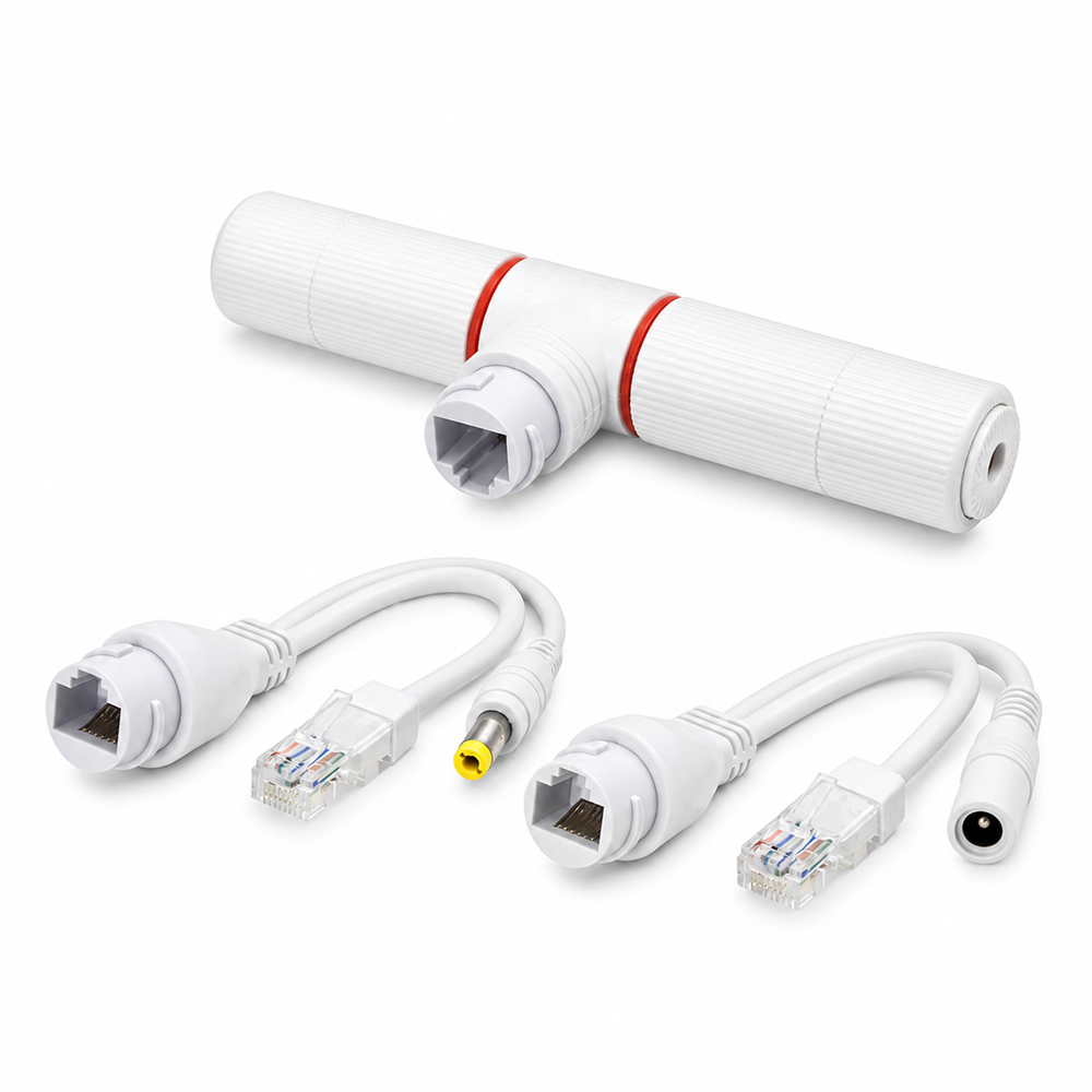 HADRON HDX5550 POE COMBİNER MUX 2 IN 1 RJ45 VERİ + GÜÇ BİRLEŞTİRİCİ ADAPTÖR - BEYAZ