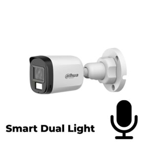 DAHUA HAC-B1A21P-U-IL-A-0360B 2MPİX 25 MT GECE GÖR., SMART DUAL LİGHT, 3,6MM LENS, DAHİLİ MİKROFON, BULLET KAMERA