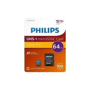 PHİLİPS 64GB A1 V30 MİCROSDXC HAFIZA KARTI 4K 100MB/S MİCRO SD KART