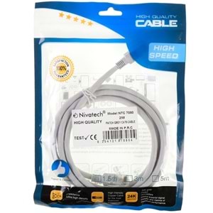 NİVATECH NTC 7080 2M PATCH GREY CAT6 CABLE