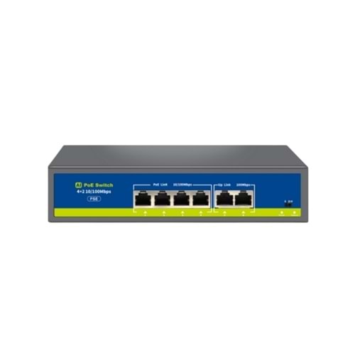 NOVACOM NVC-HIF0420FBL-C 4 PORT POE 2 PORT UPLİNK 10/100Mb POE SWİTCH