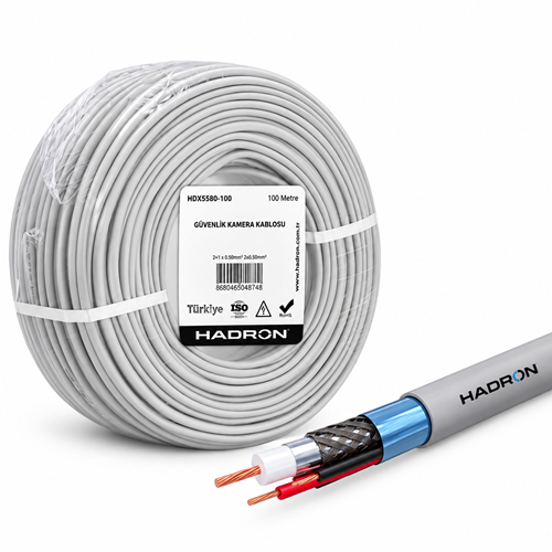 HADRON HDX5580-100 CCTV KABLO MİNİ COAX ECO CCA 2X0.50 MM 100 M GRİ