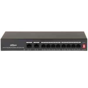 DAHUA PFS3010-8ET-65 8 PORT MEGABİT 8 PORT POE 65W +2 PORT MEGABİT UPLİNK YÖNETİLEMEZ POE SWİTCH