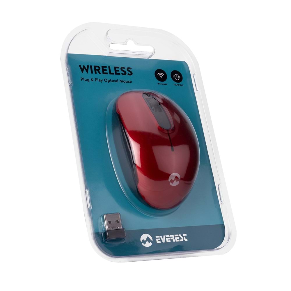 EVEREST SMW-666 USB WİRELESS MOUSE KIRMIZI