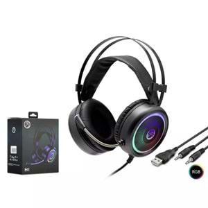 HADRON H1 MİKROFONLU OYUNCU KULAKLIK PC RGB USB & AUX 3.5MM SİYAH