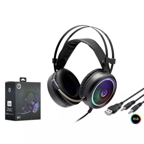 HADRON H1 MİKROFONLU OYUNCU KULAKLIK PC RGB USB & AUX 3.5MM SİYAH