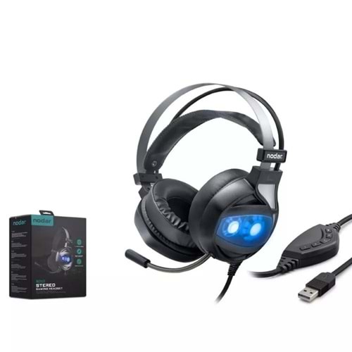 NODAR ND60 MİKROFONLU OYUNCU KULAKLIK PC USB 7.1 (PS4 UYUMLU) SİYAH