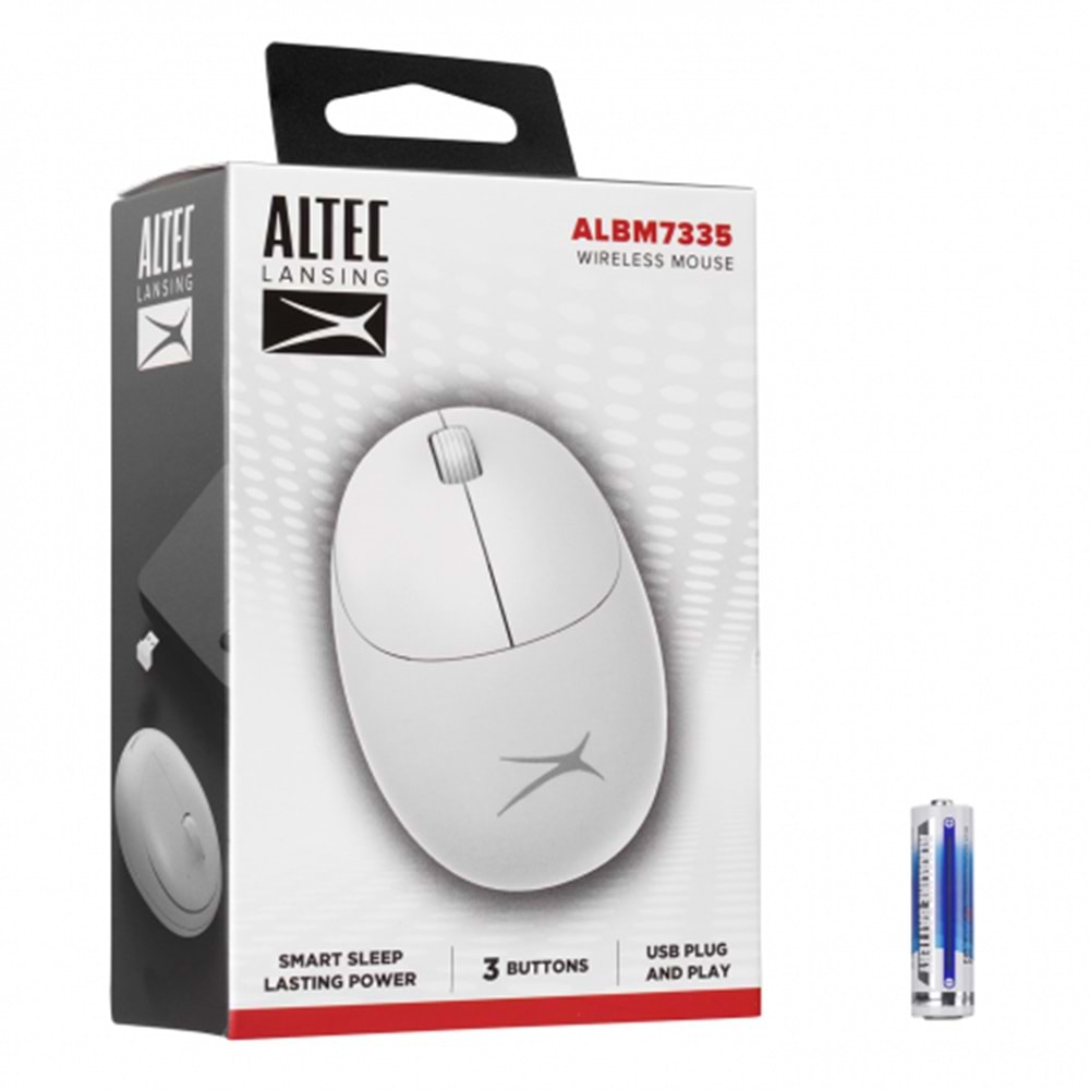 ALTEC LANSİNG ALBM7335, BEYAZ, 2.4GHZ USB, 1200DPI, KABLOSUZ OPTİK MOUSE