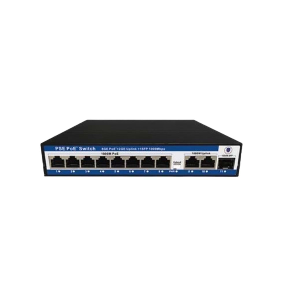 NOVACOM NVC-PSEG0821 8 PORT GIGA POE 2 PORT UPLINK 100/1000MB 1 SFP POE SWİTCH