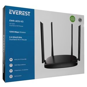 EWR-AC5-V3 EVEREST AC 1200 MBPS DUAL BAND 4*6DBİ ANTEN ROUTER