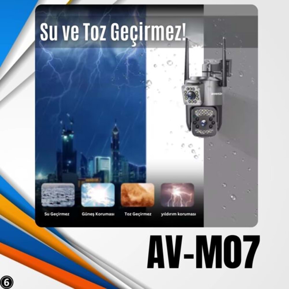 AVENİR AV-M07 4MP (2*2MP) 2 KAMERALI 4G SİM KARTLI IP PTZ KAMERA V380 PRO APP