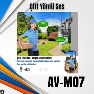 AVENİR AV-M07 4MP (2*2MP) 2 KAMERALI 4G SİM KARTLI IP PTZ KAMERA V380 PRO APP